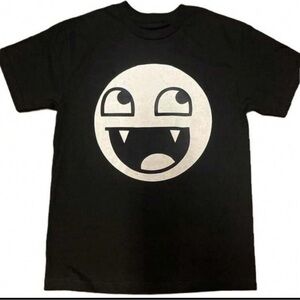 Black Graphic Tee with Smiley Face